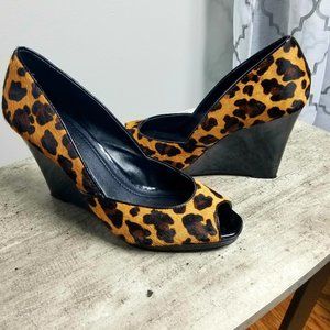 Marco Santi Women's Peep Toe Leopard Print Shoes | Wedges (Size 10)